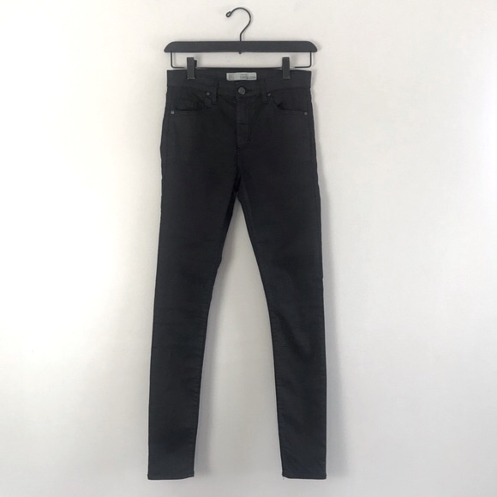 Topshop Moto || Coated Leigh High Rise Ankle-Grazer Black Stretch Jeans … - Picture 6 of 12